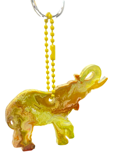 [111104] Yellow and Orange Elephant Keychain