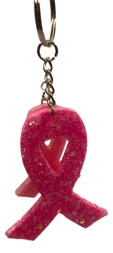 [11161801] Pink Cancer Ribbon Keychain - 2 Pc