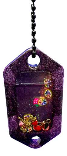 [1110386] 2-Tone Purple Glitter Shaker Pendant Keychain