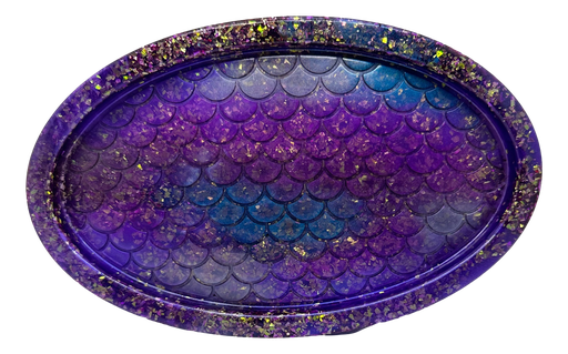 [7056] Purple Tones Mermaid Scale Trinket Tray with Gold Flakes