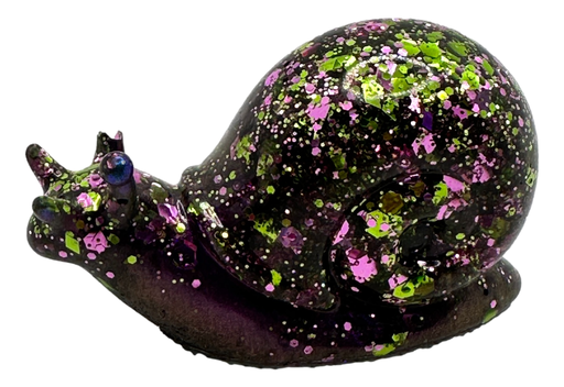 [344101] Purple & Green Glitter Resin Snail