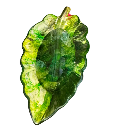[7207069] Tranquil Translucent Greenery Resin Leaf Dish