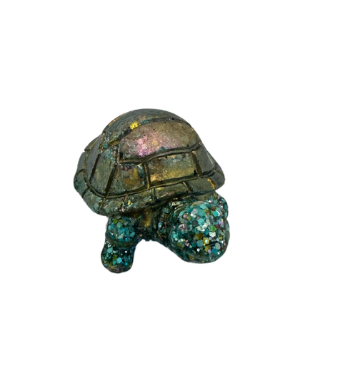 [344111] Golden Shell Glitter Tiny Resin Turtle