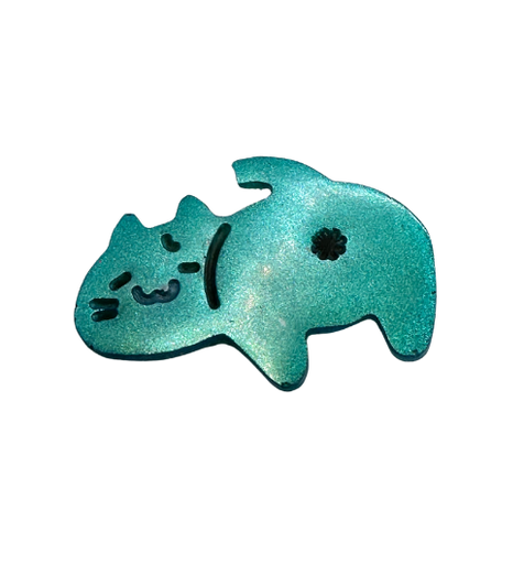 [897] Green Resin Cat with Butt View Hair Clip