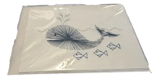 [215303] Hand Embroidered Whale Notecard 5"x6.5"