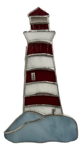 [125008] Brier Island Stained Glass Lighthouse 