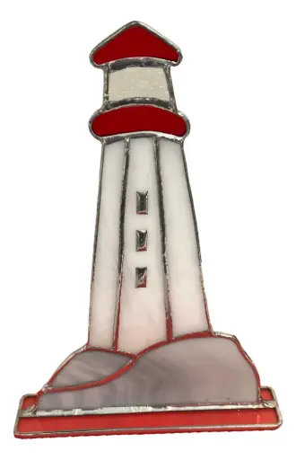 [125010] Peggy's Cove Stained Glass Lighthouse on Stand