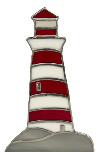 [125011] Brier Island Stained Glass Lighthouse on Stand 