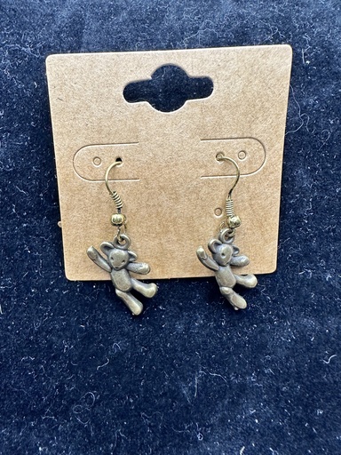 [JD207] Bronze-tone Teddy Bear Pierced Earrings  