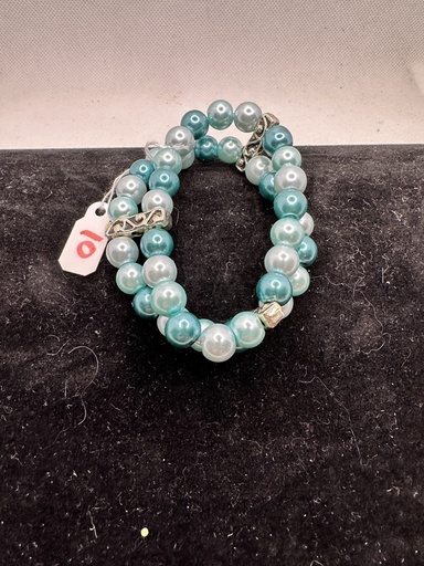 [JD212] 2 Band Teal Beaded Bracelet 