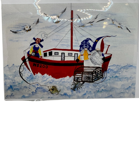 [10191] Gnome Adventures in Nova Scotia Note Card - Lobster Fishing - 7"x5"
