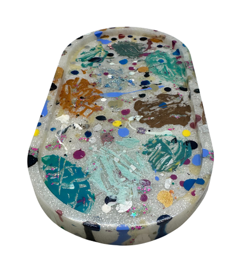 [7207081] Paint Splatter Resin Trinket Tray 