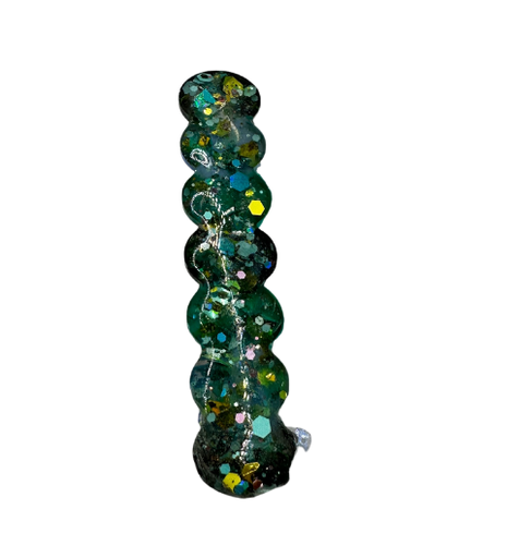 [949] Long Green/Gold Glitter Hair Clip 