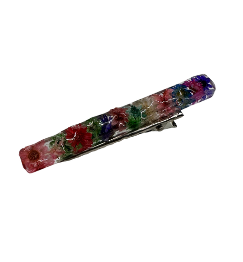 [957] Long Oval Colourful Floral Hair Clip