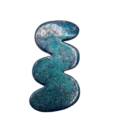 [958] High Flash Teal Wavy Hair Clip 