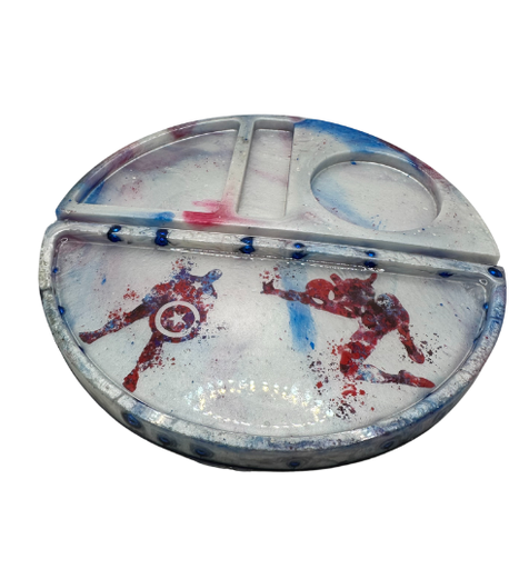 [7207060] Round Sectioned Marvel Rolling Tray 