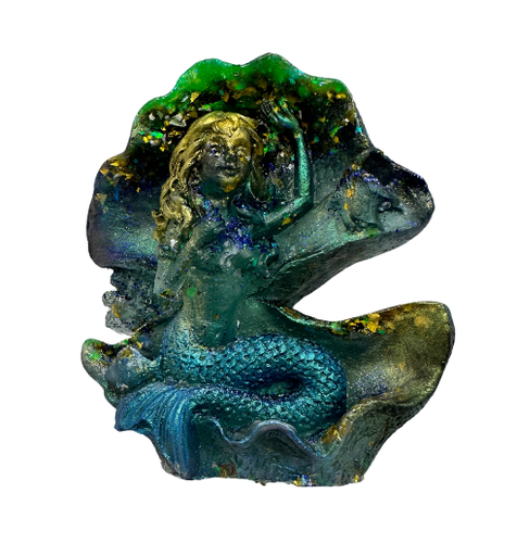 [344211] Sparkling Mermaid in a Shell Resin 