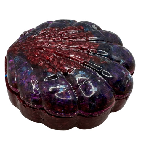 [182001] Red & Purple 2 Piece Shell Resin Trinket Dish