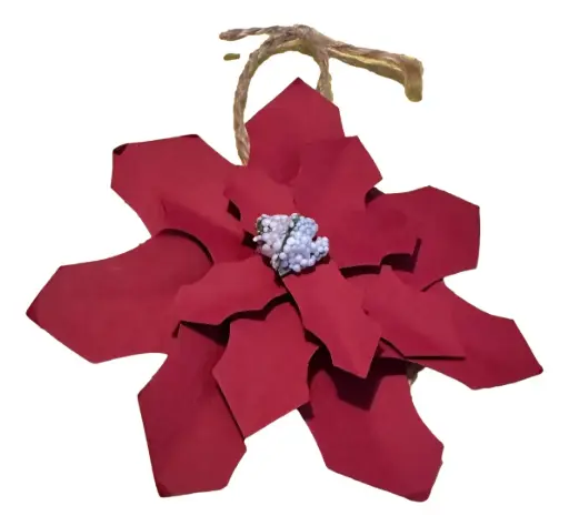 [2153011] Handcrafted Paper Poinsetta on Wood