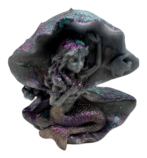 [344246] Purple & Teal Mermaid in a Shell Resin 