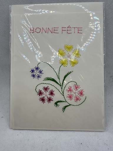 [215313] Hand Embroidered Bon Fete Notecard 5"x6.5"     