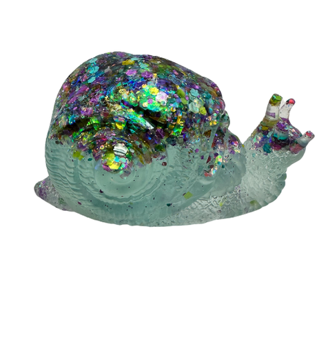 [344225] Glitzy Snail Skull - Resin 