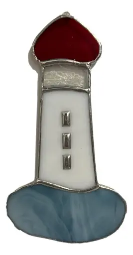 [1250017] Stained Glass Lighthouse Small 