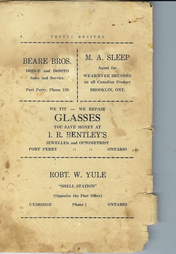 [1118004] Vintage Recipe Book Advertisement Pg 8  