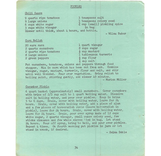 [160901] Vintage Typed Pickles, Preserves & Jams Recipes Pg 34