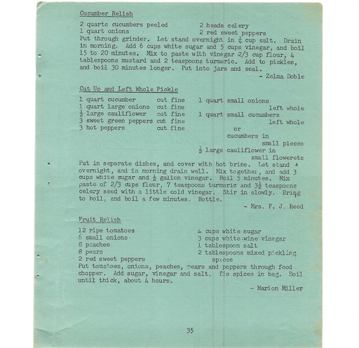 [160958] Vintage Typed Pickles, Preserves & Jams Recipes Pg 35