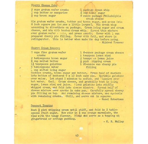 [161609] Vintage Typed Desserts Recipes Pg 43