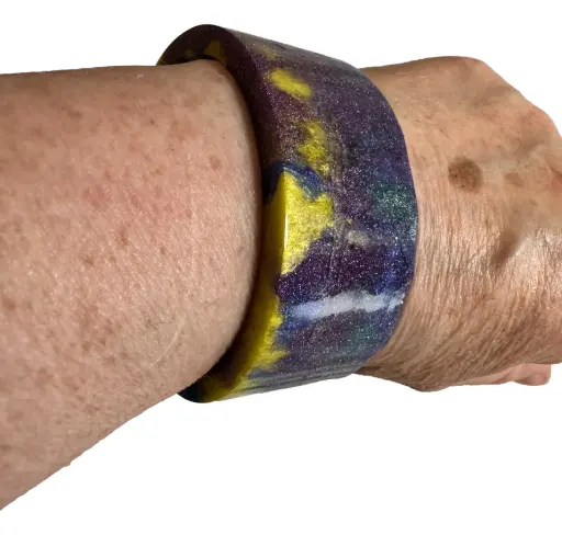 [1832] Purple Galaxy Resin Cuff Bracelet