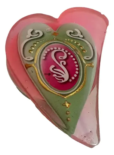 [7167265] Translucent Pink Heart with Green Heart Phone Pop 