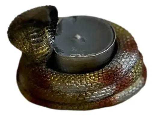 [34301] Golden Cobra Resin Votive Candle Holder