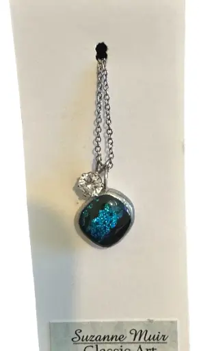 Round Resin Pendant Encased in Solder - 23" Chain