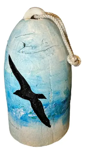[8855] Hand-Painted & Carved Raven Buoy