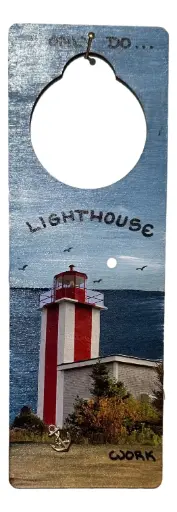 [15506] Handpainted Wooden Door Hanger - I Only Do Lighthouse Work
