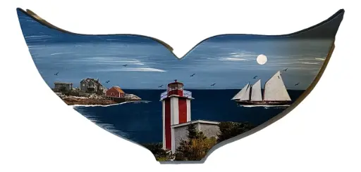 [15507] Handpainted Wooden Whale Tail 