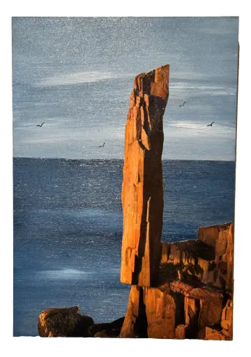 [15509] Hand-crafted Wooden Plaque with Balancing Rock