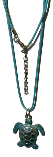 Large Blue/Silver Sea Turtle Necklace