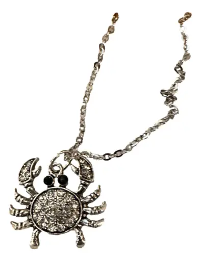 [101090] Silver Tone Chain & Jewelled Silver-tone Crab 20" Chain