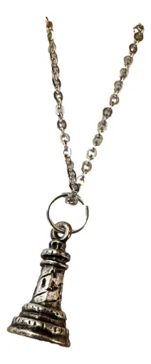 [101092] Silver Tone Chain Lighthouse Necklace 20"
