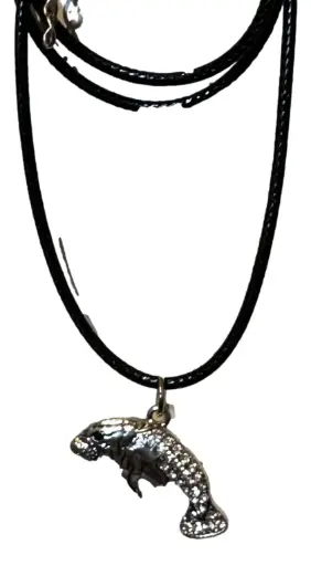 Corded Silver-tone Jewelled Fish Necklace