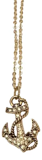[1010117] Gold-tone 20" Chain Jewelled Anchor Necklace
