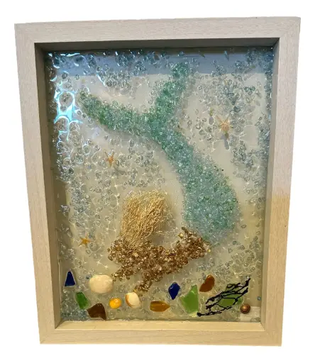 [11715] Mermaid with Sea Hair Glass Art 8" x 10"