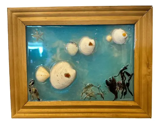 [11717] School of Fish Glass Art 9" x 7"