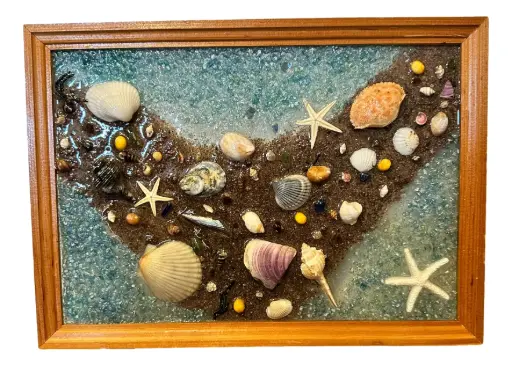 [11719] Sand Bar Glass Art 10" x 15"