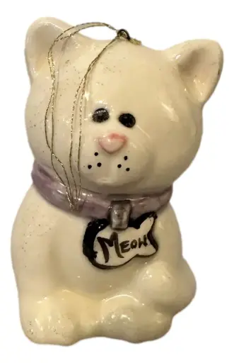 [223046] Ceramic Cat Christmas Ornament