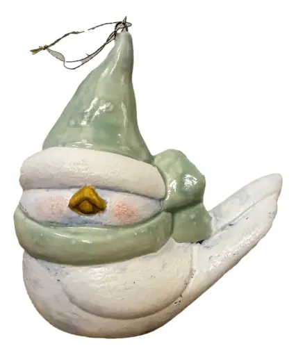 Ceramic Gnomie Bird Christmas Ornament