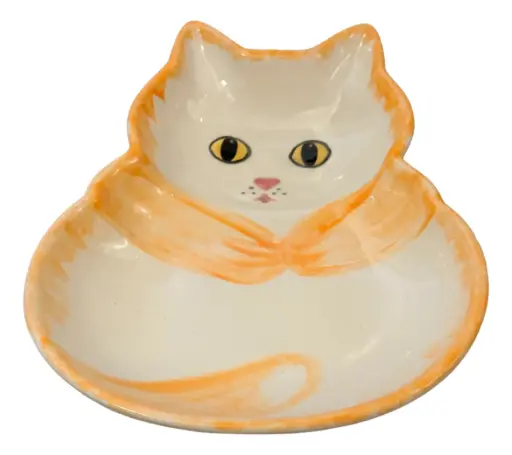 [223066] Ceramic Cat-shaped Food Dish